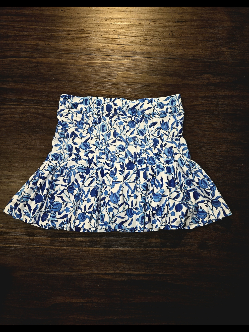 White & Blue Floral Circle Skirt with Flare
